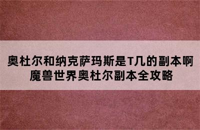 奥杜尔和纳克萨玛斯是T几的副本啊 魔兽世界奥杜尔副本全攻略